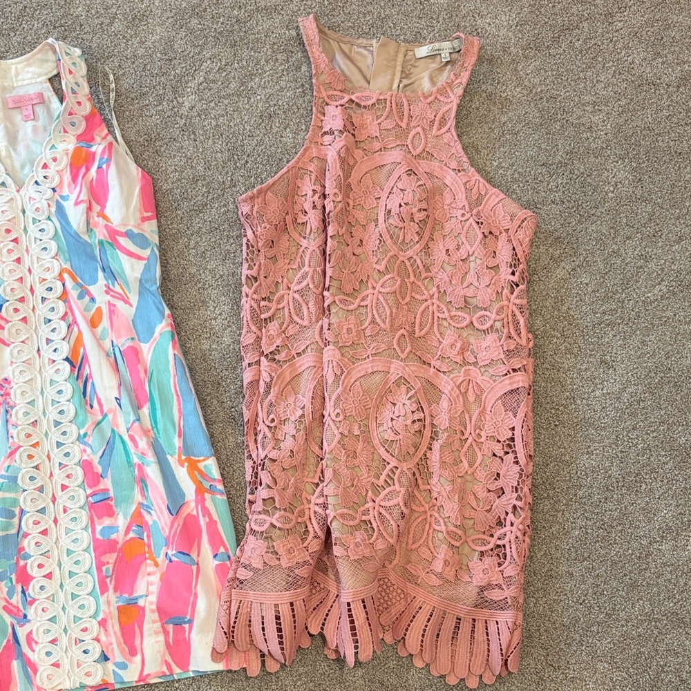 Lovers + Friends Pink Lace Mini Dress